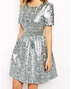 Asos Exclusive Jacquard Skater Dress - Lyst