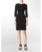 Calvin Klein Quilted 3/4 Sleeve Sheath Dress - Lyst