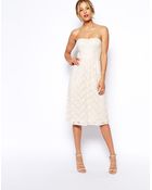 Asos Bandeau Midi Dress In Lace - Lyst