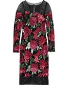 Badgley Mischka Sequined Mesh Dress - Lyst