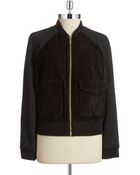 MICHAEL Michael Kors Leather Enhanced Bomber Jacket - Lyst