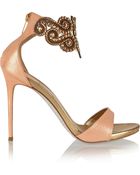 Rene Caovilla Embellished Metallic Leather Sandals - Lyst