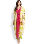 Josie Natori Silk Beaded Tiedye Caftan - Lyst