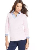 Tommy Hilfiger Cable-Knit V-Neck Sweater - Lyst