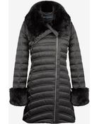 French Connection Faux Fur Collar Puffer Coat - Lyst