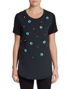 3.1 Phillip Lim Appliquã© Silk-Paneled Cotton Tee - Lyst
