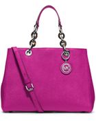 Michael Kors Cynthia Medium Saffiano Leather Satchel - Lyst