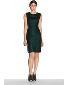 Milly Leather Detailed Sheath Dress - Lyst