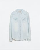 Zara Denim Shirt - Lyst