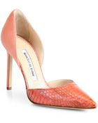 Manolo Blahnik Tayler Suede & Snakeskin D'Orsay Pumps - Lyst