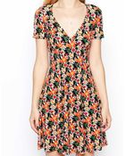 Asos Skater Dress In Floral Print - Lyst