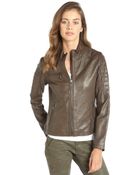 DKNY Mushroom Leather 'Mara' Zip Front Moto Jacket - Lyst
