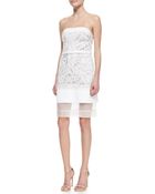 J. Mendel Strapless Floral Lace Dress with Sheer Hem - Lyst