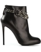 Gianmarco Lorenzi Chain Embellished Stiletto Ankle Boots - Lyst
