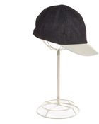 BCBGeneration Denim and Faux Leather Baseball Cap - Lyst