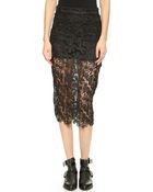Re:named Lace Pencil Skirt - Oxblood - Lyst