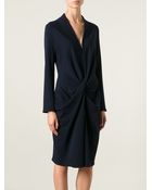 Lanvin Draped Sweater Dress - Lyst