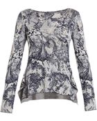 BCBGMAXAZRIA Lizzie Long-Sleeve Peplum Jacquard Top - Lyst