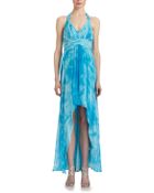 Aidan Mattox Tie-Dye Silk Chiffon Halter Gown - Lyst