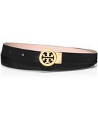Tory Burch Skinny Rotating Logo Belt - Lyst