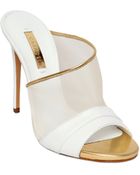 Casadei 110Mm Leather & Mesh Mule Sandals - Lyst