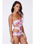 Missguided Rakele Floral Bandeau Swimsuit - Lyst