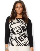 Lauren by Ralph Lauren Plus Geo Patterned Sweater - Lyst