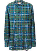 MSGM Plaid Oversize Shirt - Lyst