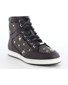 Jimmy Choo Black Leather Silver Studded High Top Sneakers - Lyst