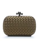 Bottega Veneta Bronze Intrecciato Satin And Snakeskin Trim 'Knot' Clutch - Lyst