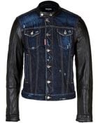 DSquared2 Jean Jacket with Leather Sleeves - Lyst