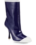 Miu Miu Patent Leather & Rubber Cap-Toe Booties - Lyst