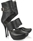 Lanvin Cutout Leather Ankle Boots - Lyst