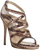 Jimmy Choo Blush Snakeskin Zero Sandals - Lyst