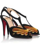 Christian Louboutin Peplum 100 Suede Sandals - Lyst