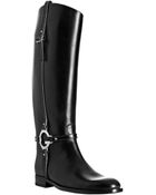 Gucci Black Leather New Charlotte Riding Boots - Lyst