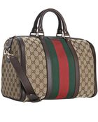 Gucci Brown Trim Gg Canvas Vintage Web Medium Boston Bag - Lyst