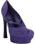 Saint Laurent Violet Suede Palais 105 Dorsay Pumps - Lyst