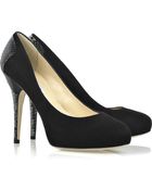 Jimmy Choo Tilly Snake-trimmed Suede Pumps - Lyst