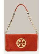 Tory Burch Reva Pebbled Leather Clutch - Lyst