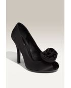 Dolce & Gabbana Satin Rosette Peep Toe Pump - Lyst