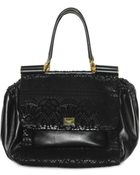 Dolce & Gabbana Lace and Nappa Top Handle - Lyst