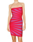 Hervé Léger Engineered Diagonal Banding Dress - Lyst