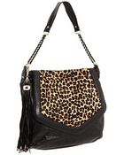 Nanette Lepore Contrast Flap Hair Calf Hobo - Lyst