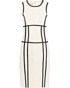 Michael Kors Leather-trimmed Bouclé-wool Dress - Lyst