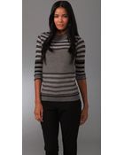 Lela Rose 3/4 Sleeve Crew Neck Sweater - Lyst