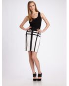 Hervé Léger Contrast Lines Pencil Skirt - Lyst