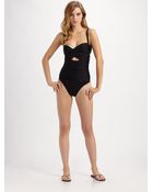 La Perla Ruched Cut-out One-piece Swimsuit - Lyst