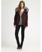 Rebecca Minkoff Faux Fur Collar Peacoat - Lyst
