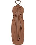 Lanvin Draped Silk-crepe Halterneck Dress - Lyst